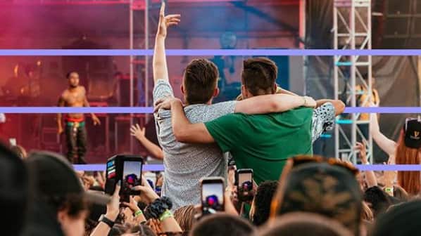 Revellers at the FOMO festival. A teen died following an overdose at the festival.