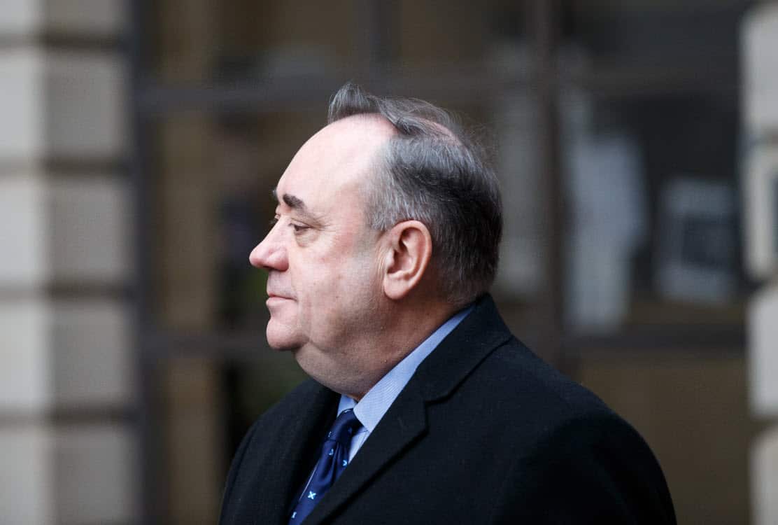 Former Scottish first minister Alex Salmond leaves Edinburgh Sheriff Court with his legal team (AAP)