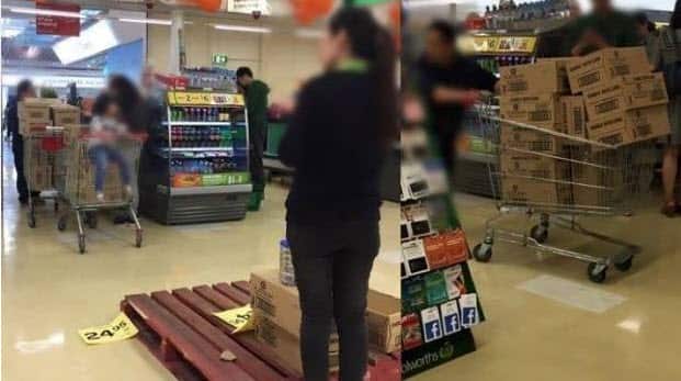 Photographs uploaded to Facebook showing customers bulk buying baby formula.
