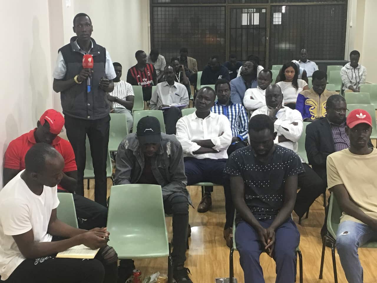 A meeting for members of the South Sudanese community in Noble Park, Melbourne.