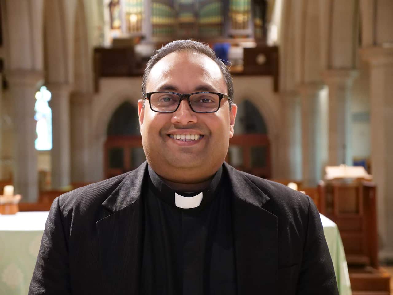Father Shammi Perera in the St Mary's Catholic Cathedral.
