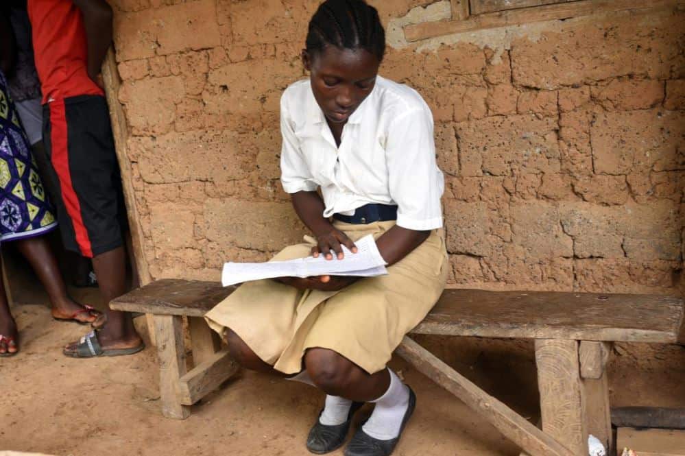 The 15-year-old studies at home. 