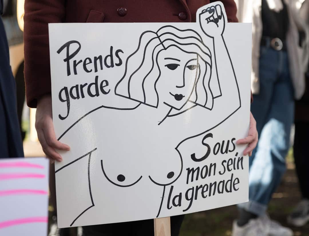 President Emmanuel Macron tweeted in support of the march denouncing sexual violence. 
