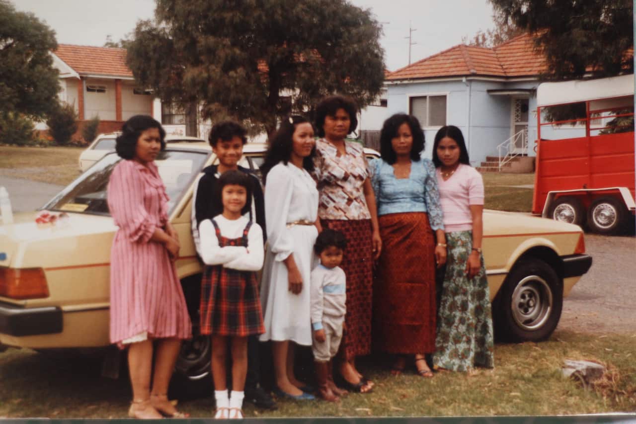 Bunhom Chhorn (second from left) and family in Melbourne