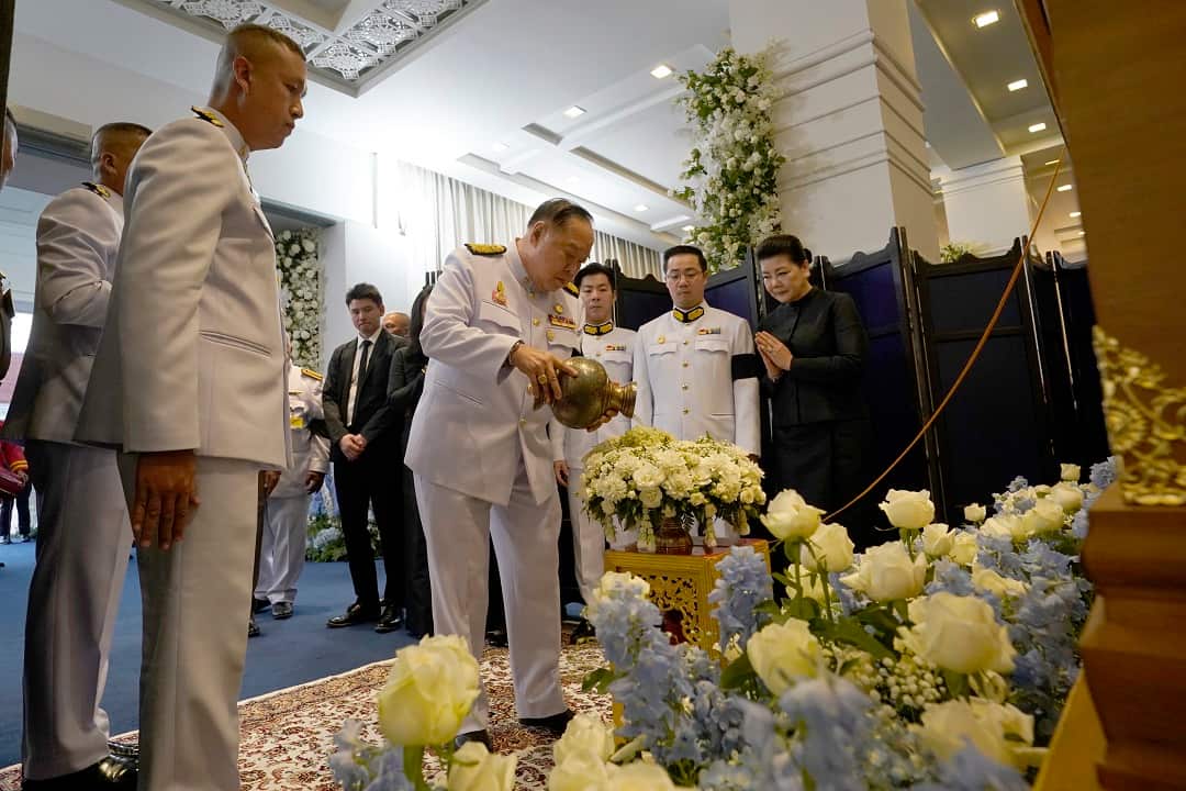 Thai officials carry out the Buddhist funeral rituals of Vichai Srivaddhanaprabha.