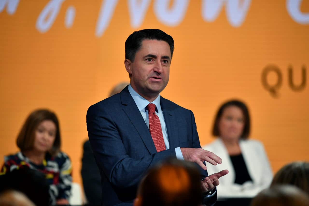 Director of News Gaven Morris is seen speaking during the ABC Annual Public Meeting in Ultimo, Sydney, Friday, February 9, 2018.