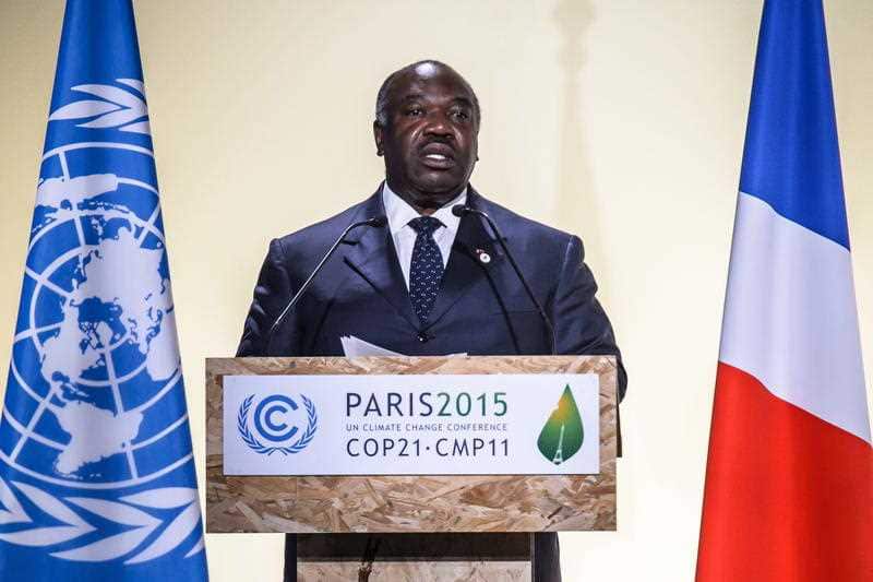 Mr Bongo delivers a speech as he attends Heads of States' Statements ceremony of the COP21 World Climate Change Conference 2015.