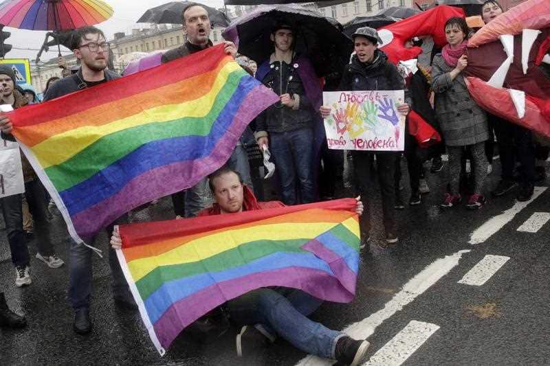 Gay rights activist rally in St.Petersburg, Russia.