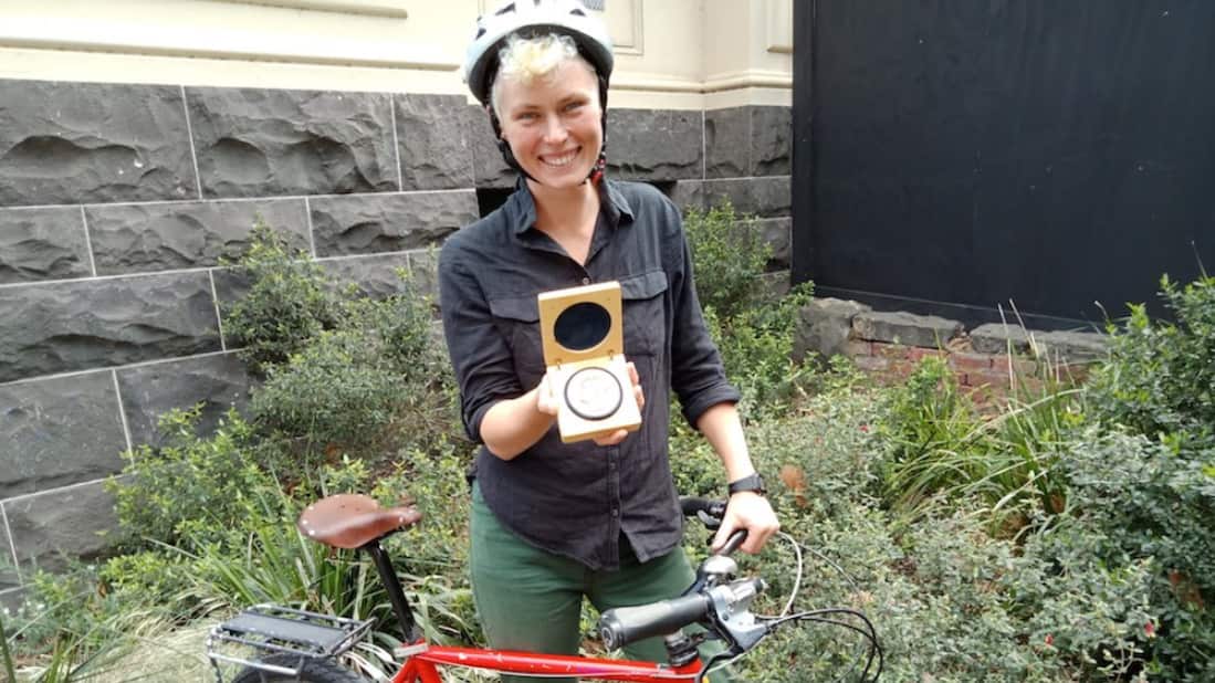 Gem Romuld holding the Nobel Peace Prize medal awarded to ICAN. 