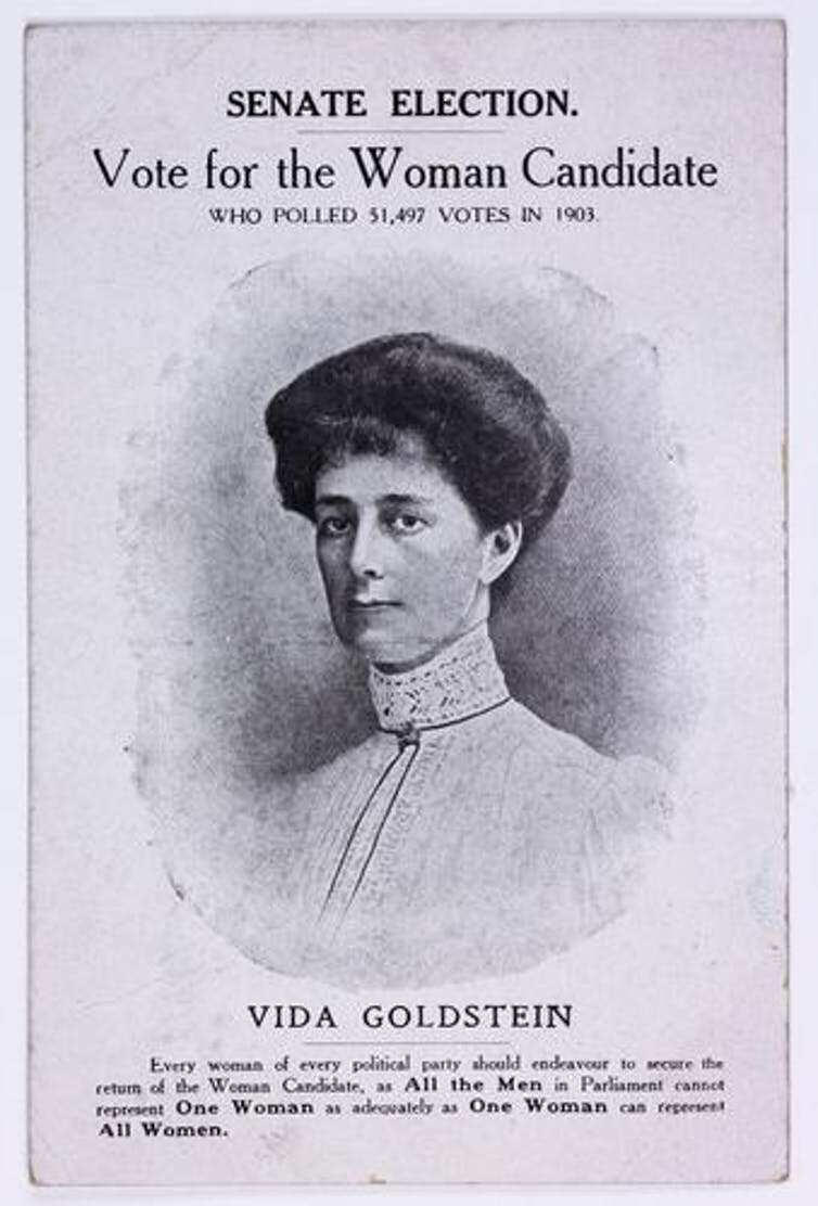 Postcard for Vida Goldstein’s Senate campaign in 1910. 