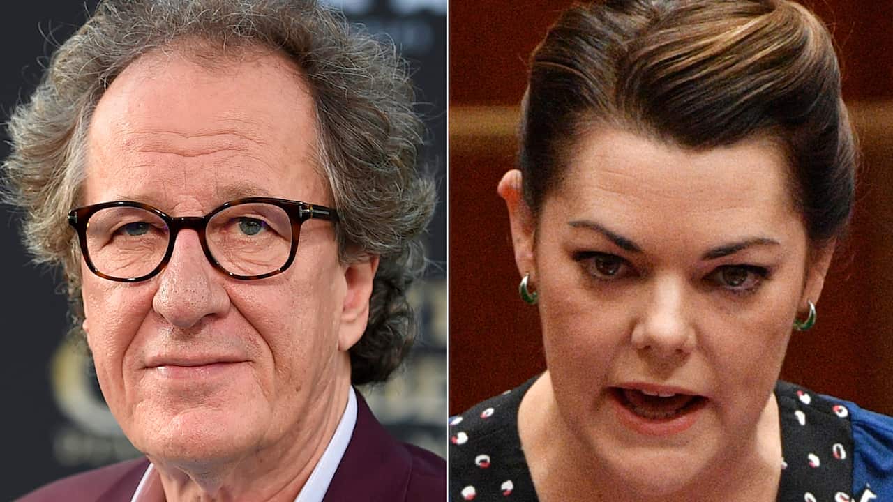 Geoffrey Rush and Sarah Hanson-Young