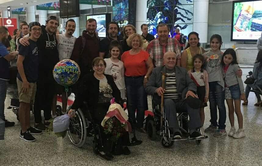 George Najarian and his family arrive in Sydney airport in 2017.
