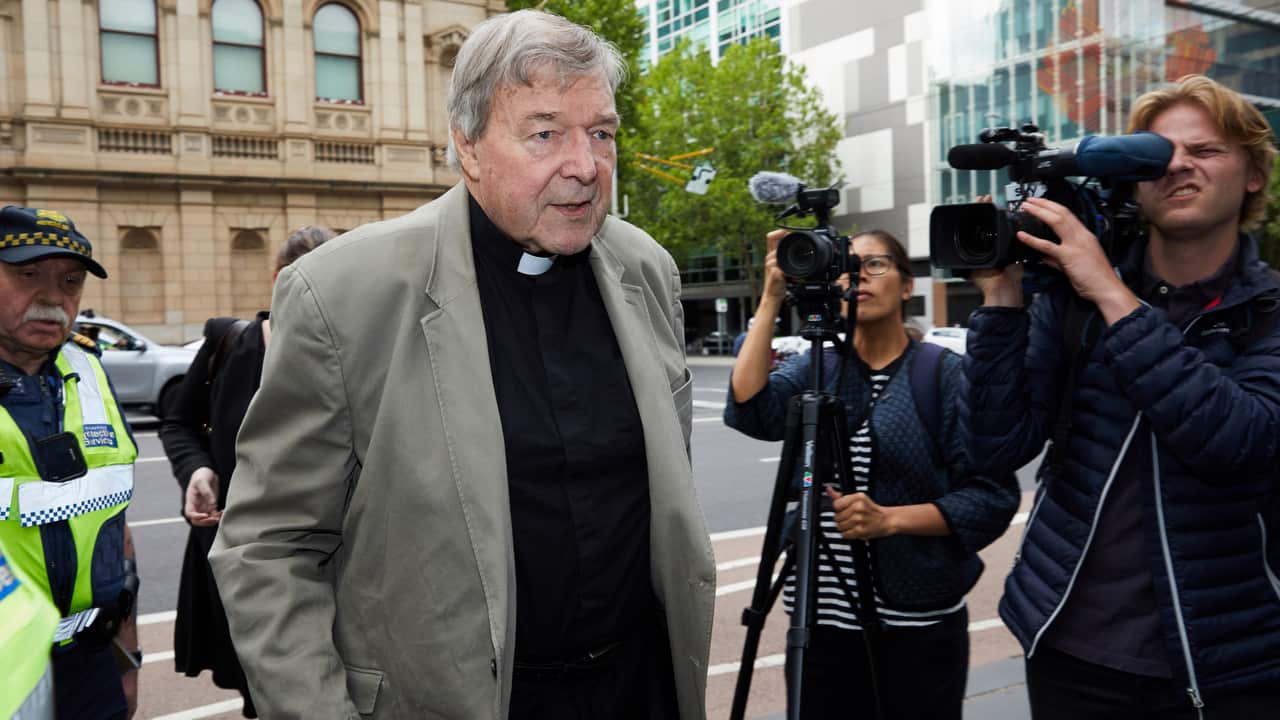 Cardinal George Pell arrives to the County Court in Melbourne, on 22 February, 2019.