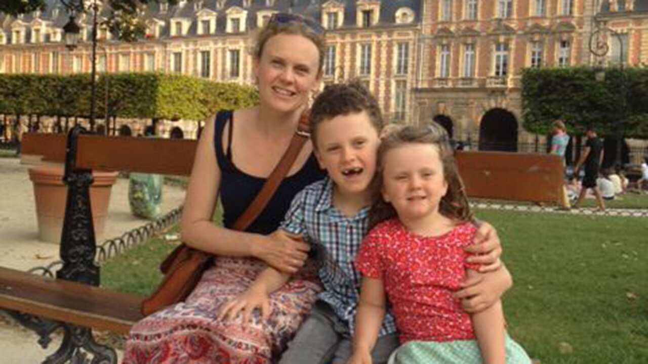 Georgina and her children on holiday.