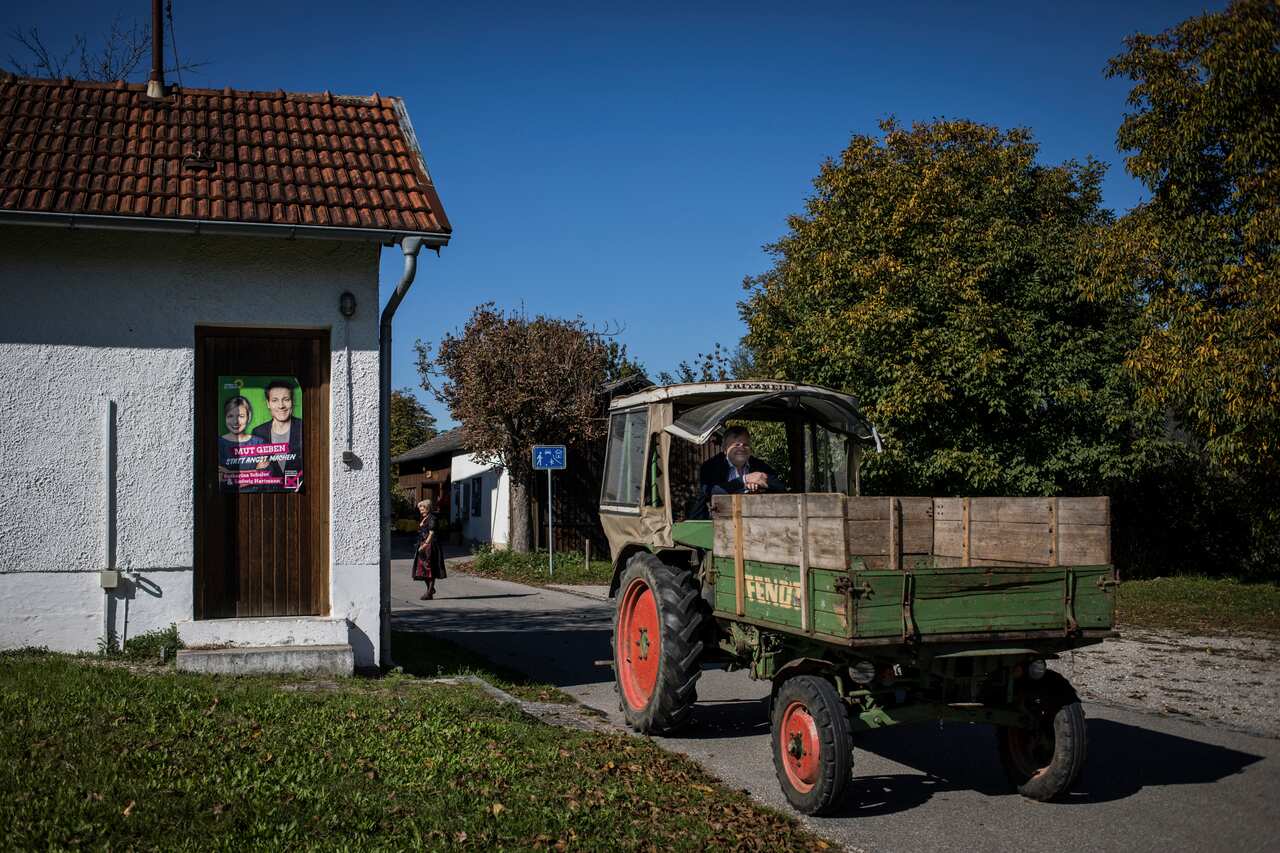 Election posters in the city center of Deggendorf, in the Bavarian state of Germany.