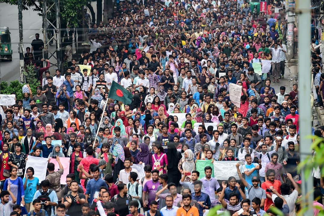 Protests in Dhaka on August 5.