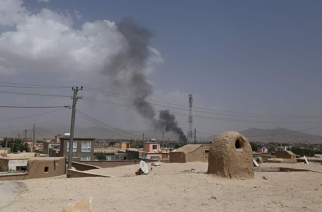 Smoke rises over Ghazni.