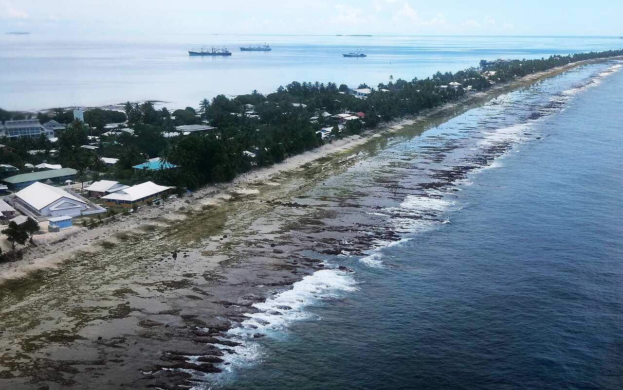 An aerial view of an island.