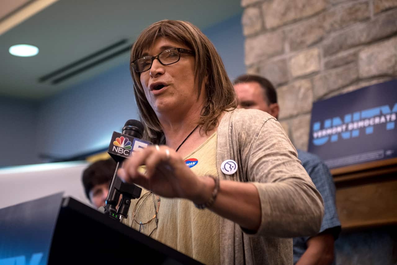 Christine Hallquist speaks on the campaign trail.