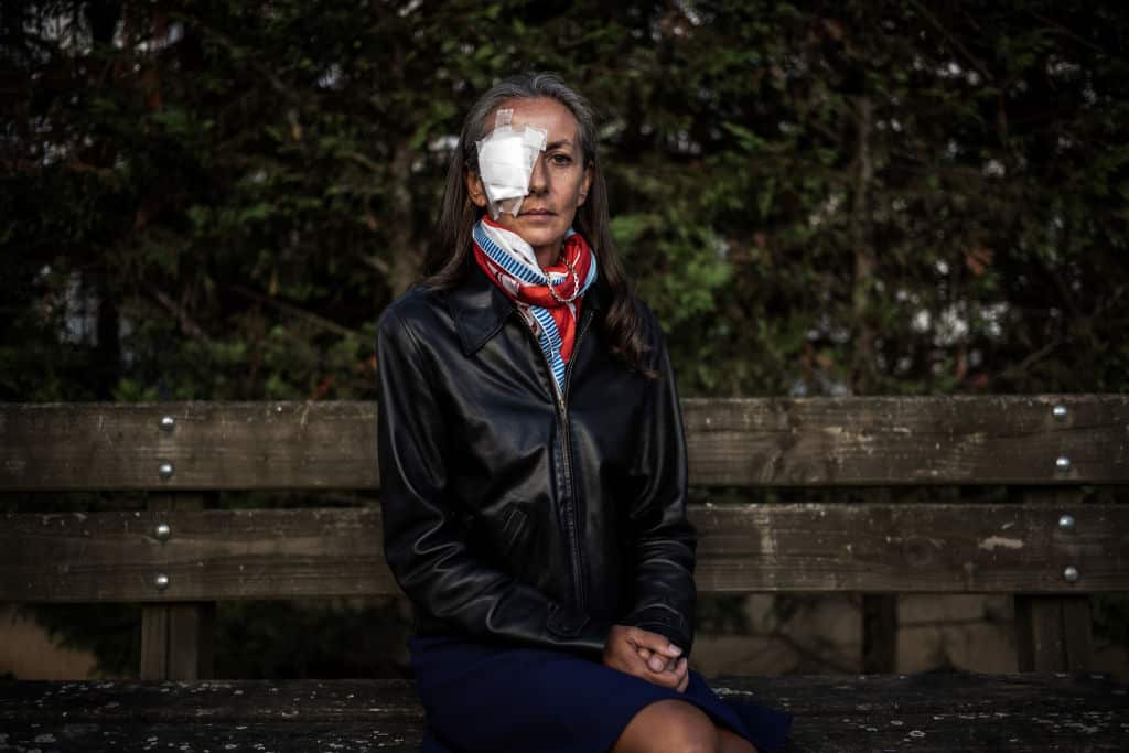 Frenchwoman Corine Remande, 49, poses in Lyon after she said she was taking legal action against the golf Ryder Cup event's organisers.