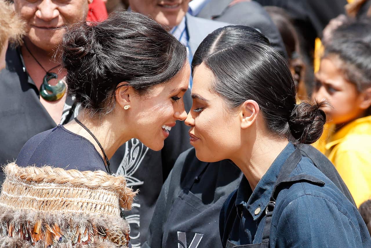 Meghan, Duchess of Sussex greeting locals during a 2018 visit to New Zealand.