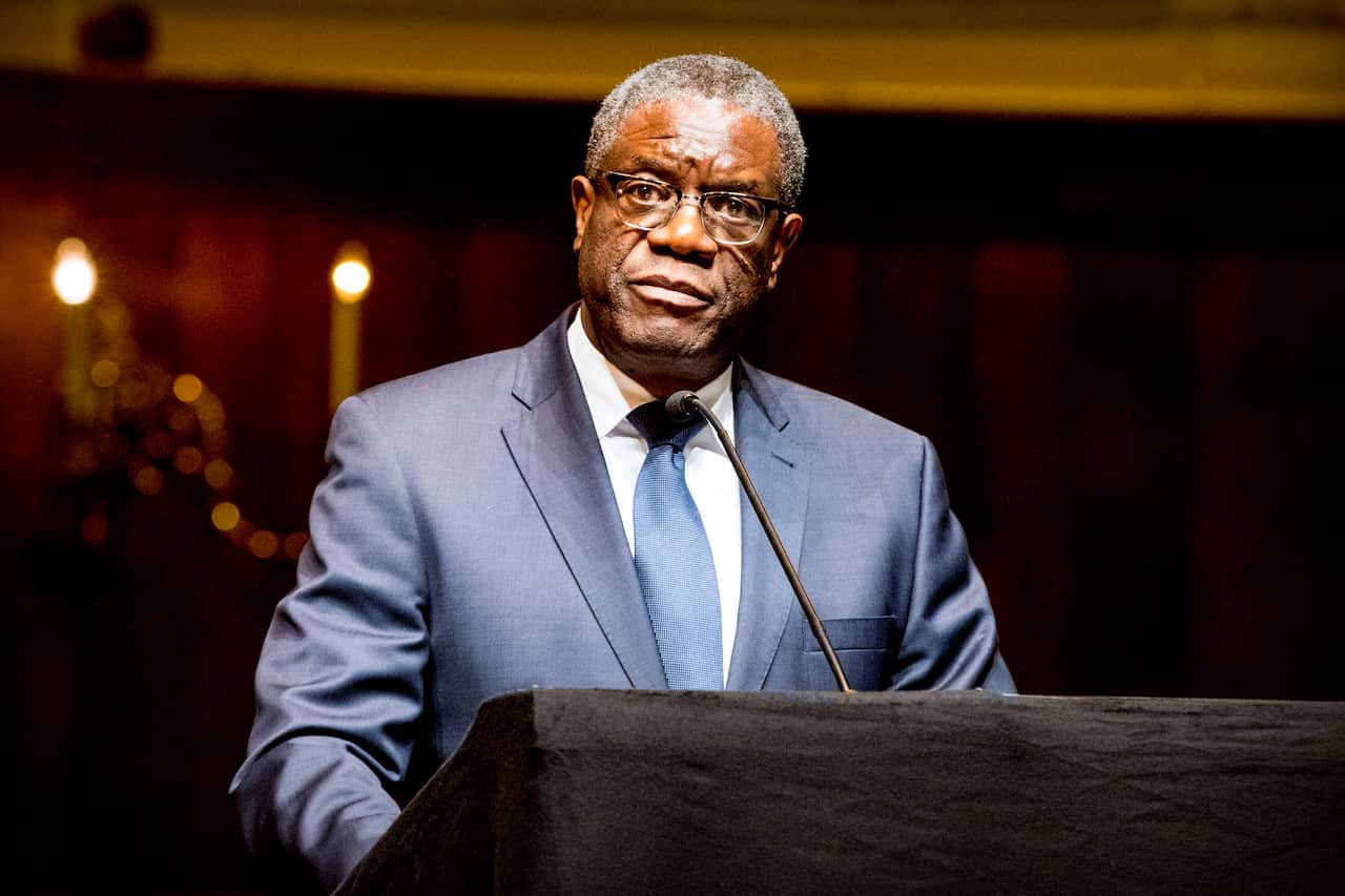 Denis Mukwege during the Dr Denis Mukwege Symposium in the Nieuwe Kerk