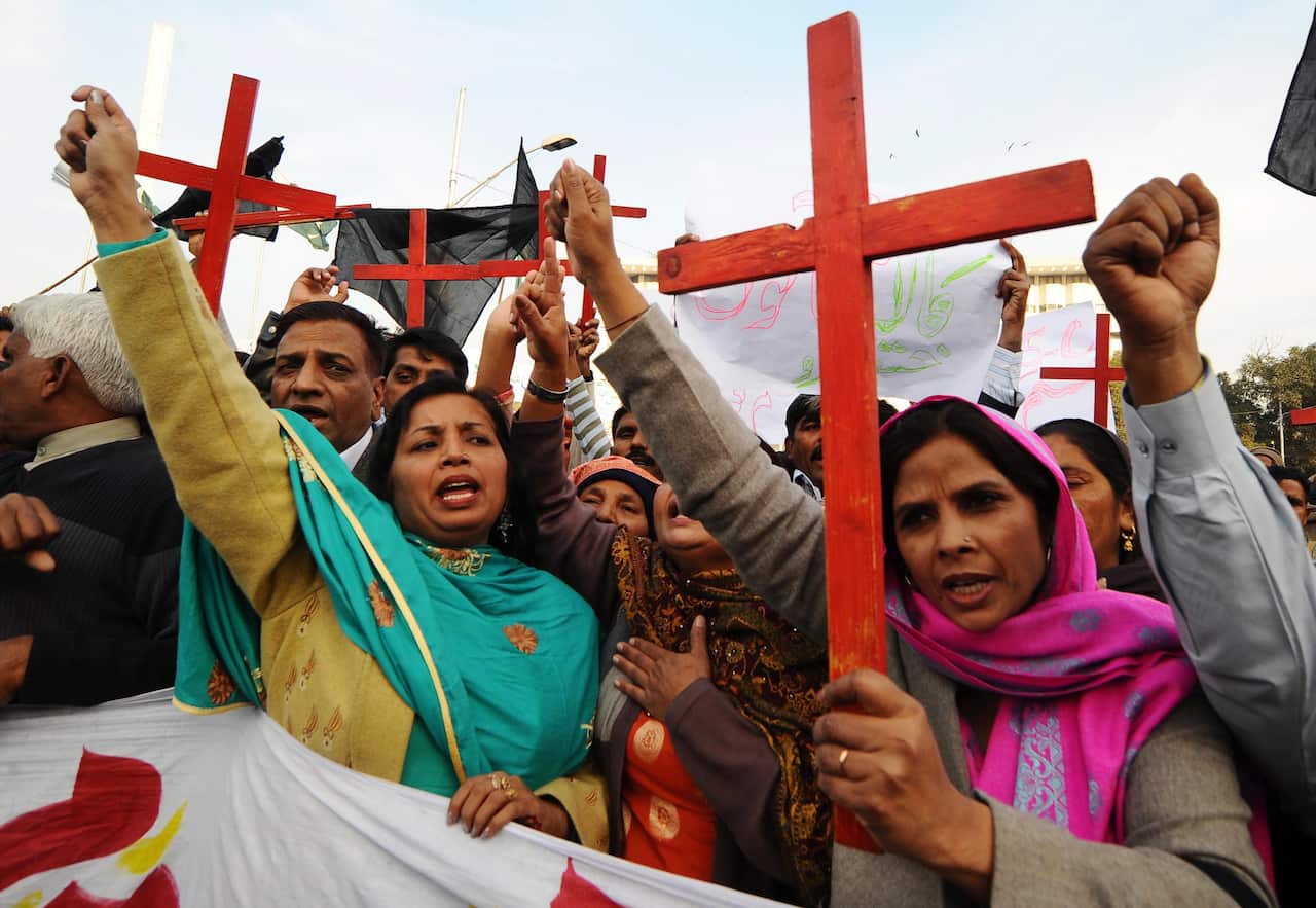 Members of the Pakistan Christian Democratic alliance protest in support of Asia Bibi in 2010.