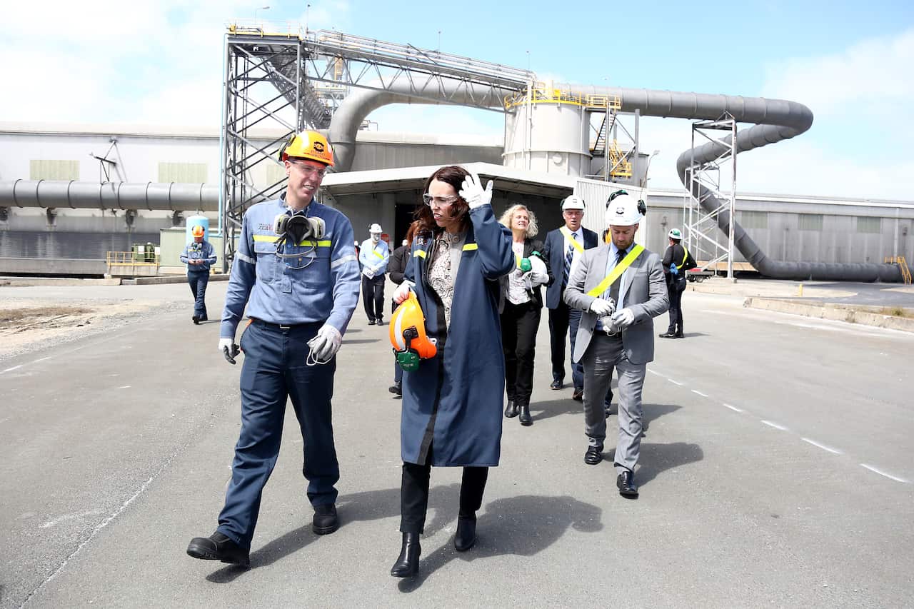 NZ Prime Minister Jacinda Ardern visits the Tiwai Point Aluminium Smelter.