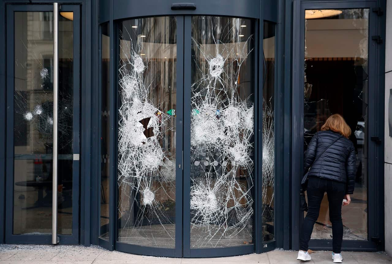 Damage from Saturday's protests.