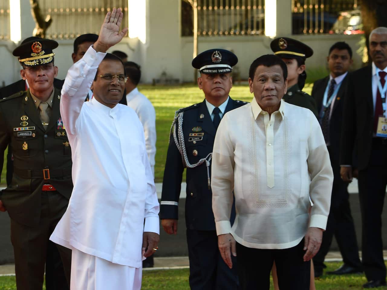 Sri Lankan President Maithripala Sirisena and Philippine President Rodrigo Duterte