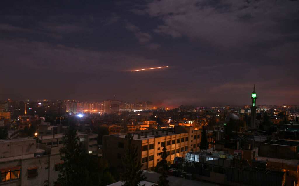Syrian air defence batteries responding to what the Syrian state media said were Israeli missiles targeting Damascus.