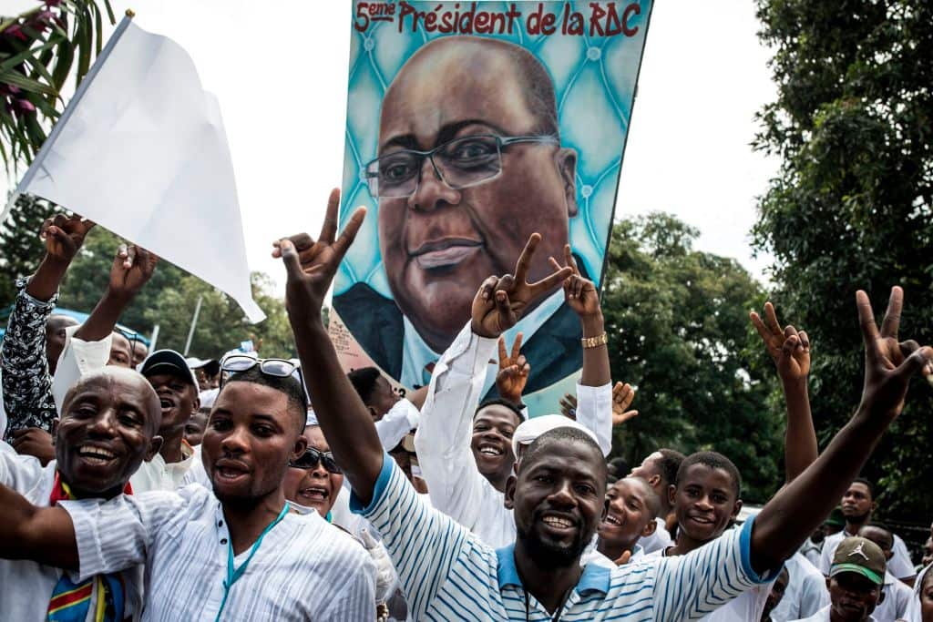 Supporters of new elected President of the Democratic Republic of Congo Felix Tshisekedi