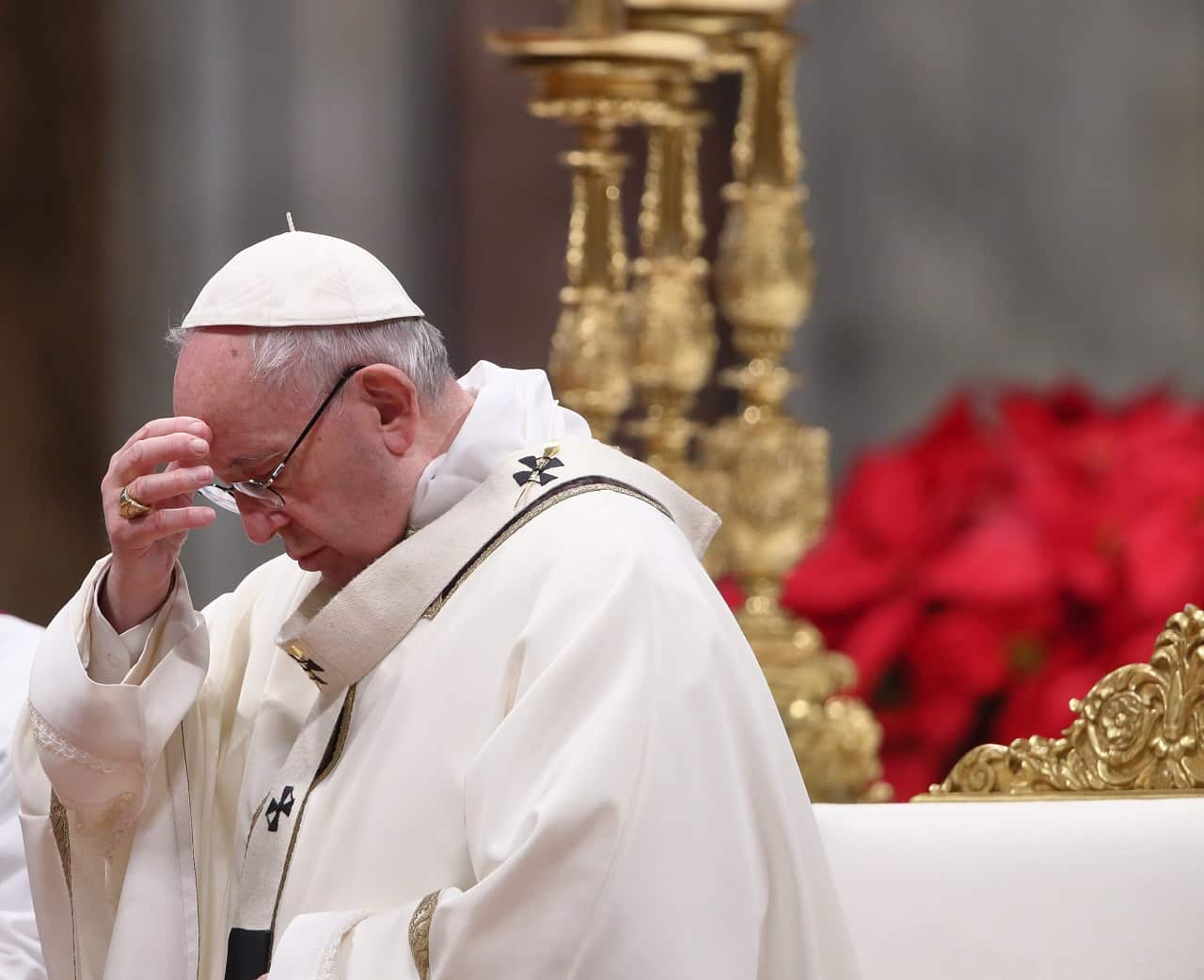 Pope Francis celebrates mass on 6 January.