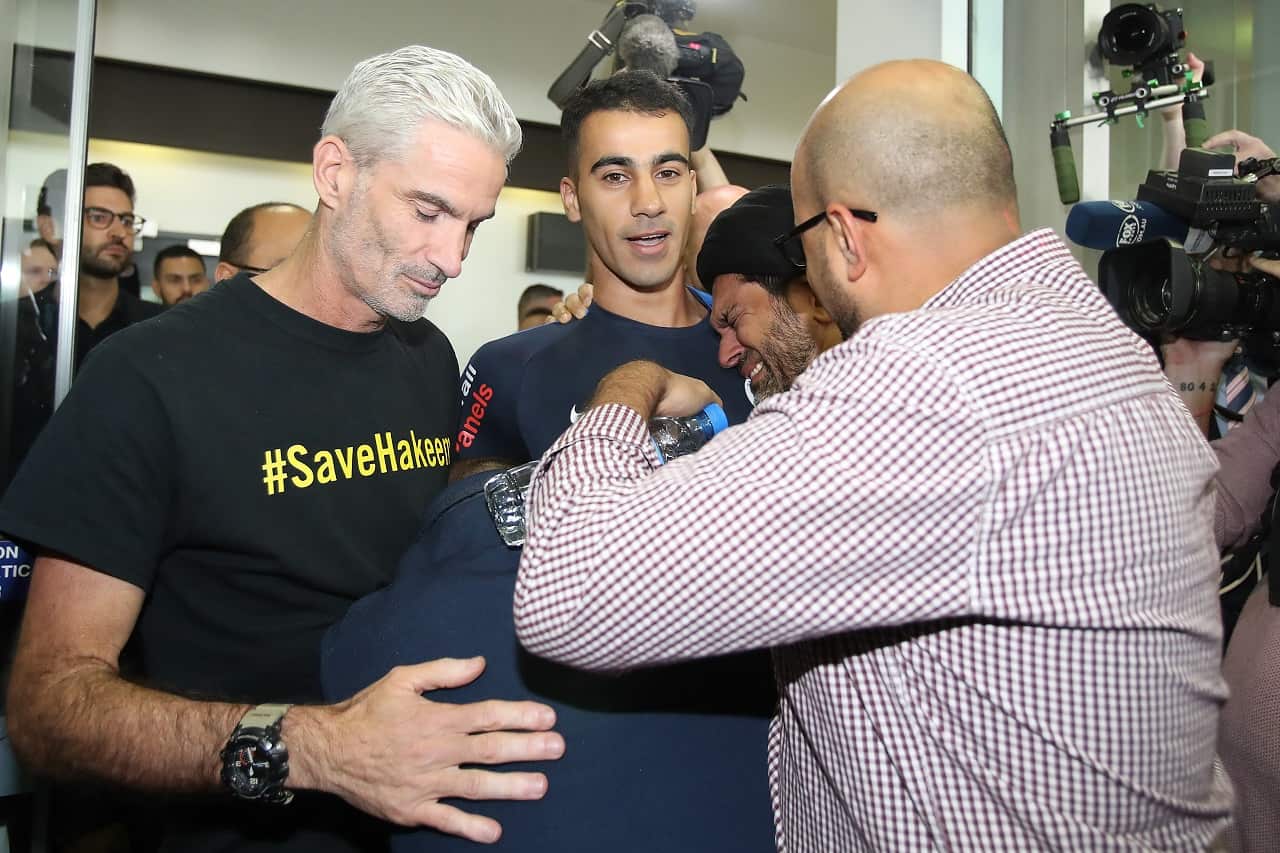 Hakeem Al-Araibi arrives in Melbourne.