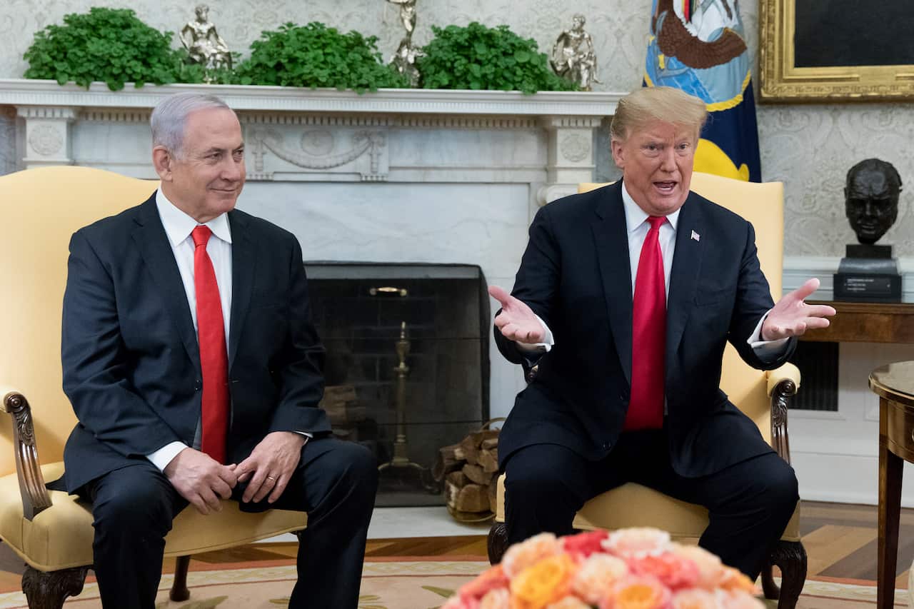 US President Donald J. Trump (R) and Prime Minister of Israel Benjamin Netanyahu.