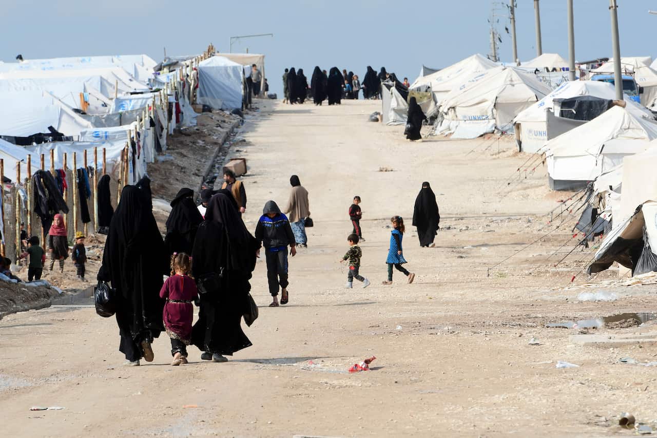 Veiled women in the in the al-Hol camp