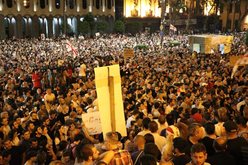 Thousands in Georgia protest Russian lawmakers visit