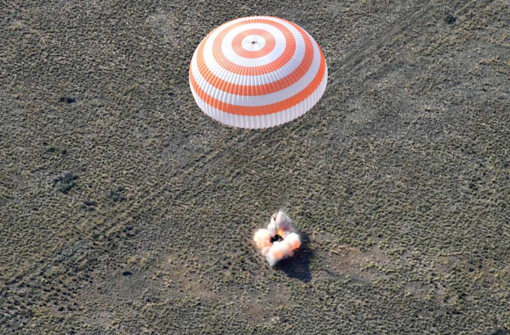 Soyuz MS-11 descent capsule with 3 crew members lands in Kazakhstan