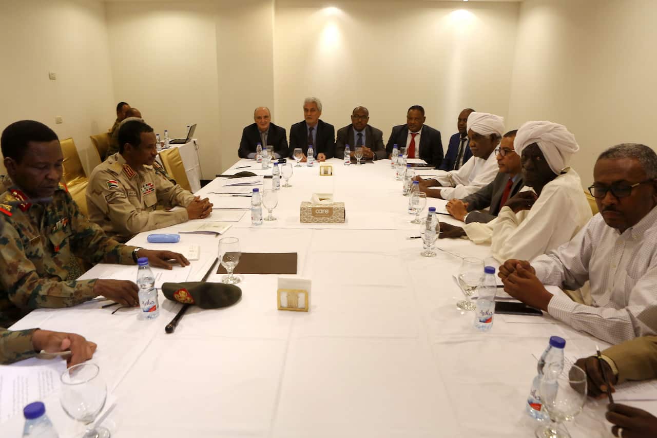 Members of the Sudanese Military Council and the protest movement the Alliance for Freedom and Change meet.