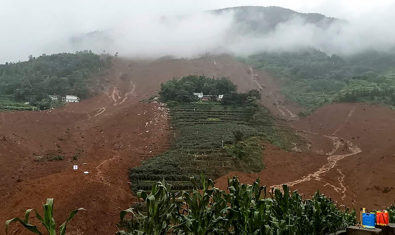 This general view shows the site of a landslide in Liupanshui in China's southwestern Guizhou province.