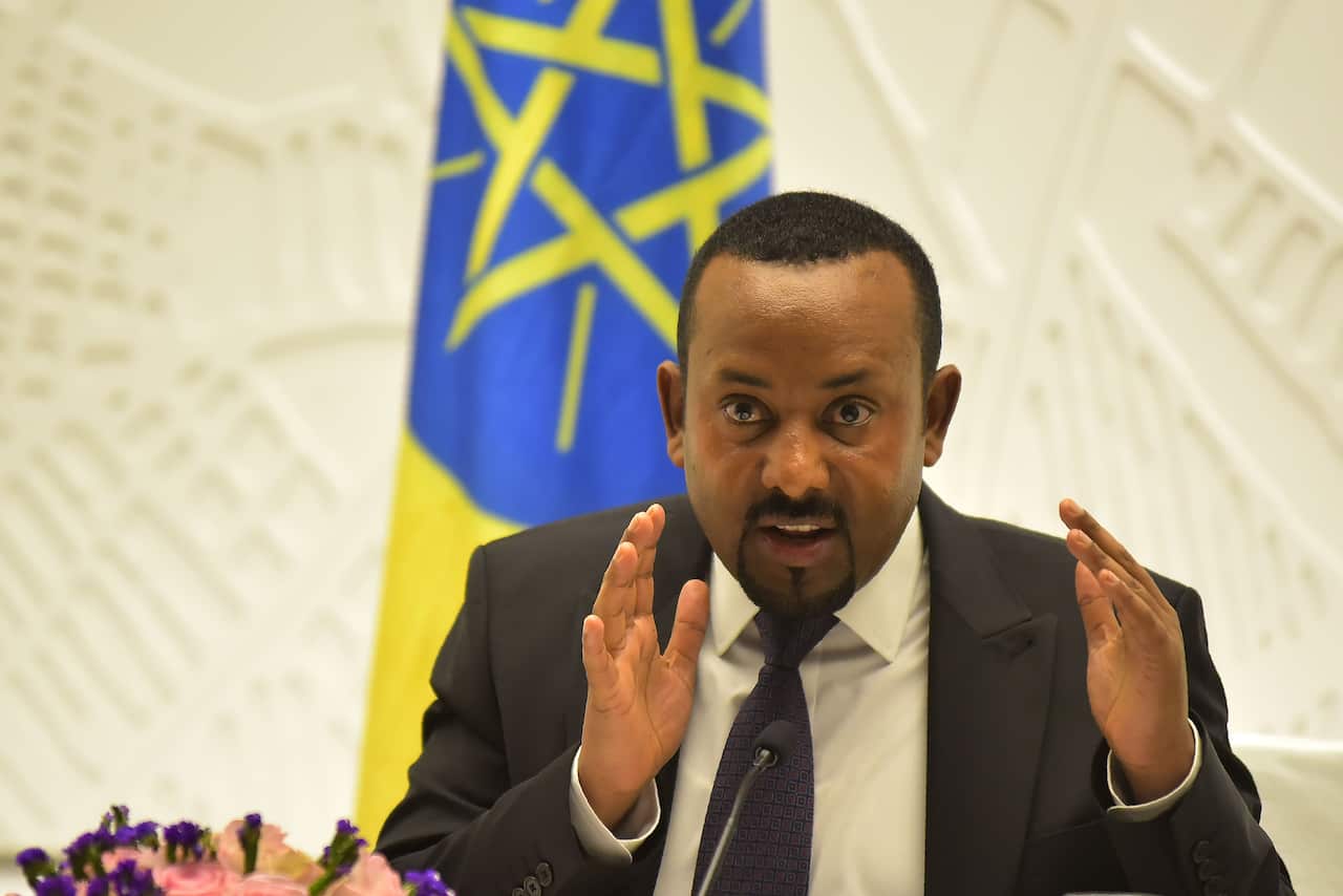 Ethiopia's Prime Minister Abiy Ahmed gives a press conference in 2019 at the Prime Minister's office in the capital, Addis Ababa.