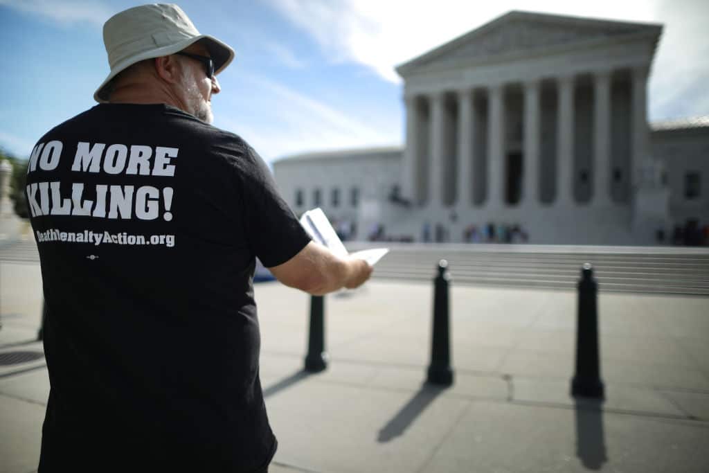 embers of the Abolitionist Action Committee during an annual protest and hunger strike against the death penalty outside the US Supreme Court.