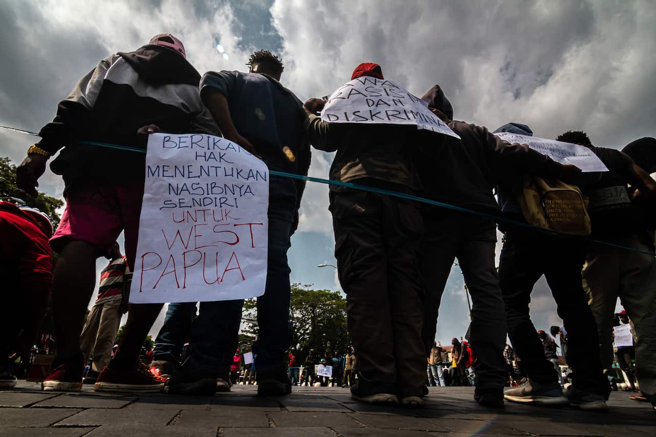 Papuan students held a demonstration at zero point kilometer in Yogyakarta, Indonesia supporting West Papua's call for independence.