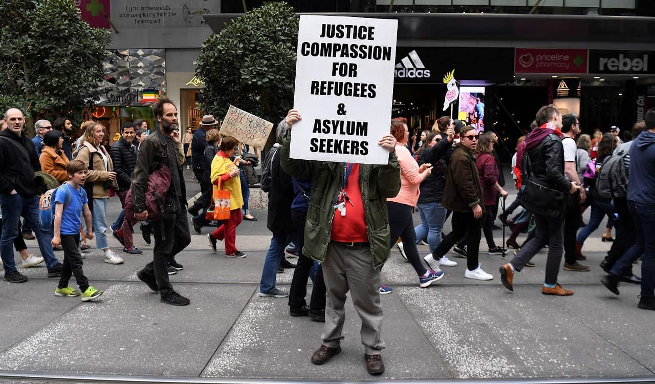 Protesters rally for the family in Melbourne.