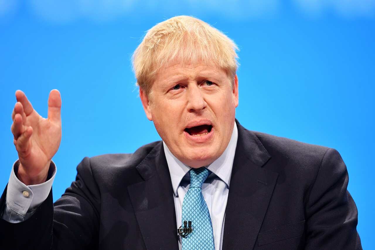 Prime Minister Boris Johnson delivers his keynote speech at the Conservative Party Conference.