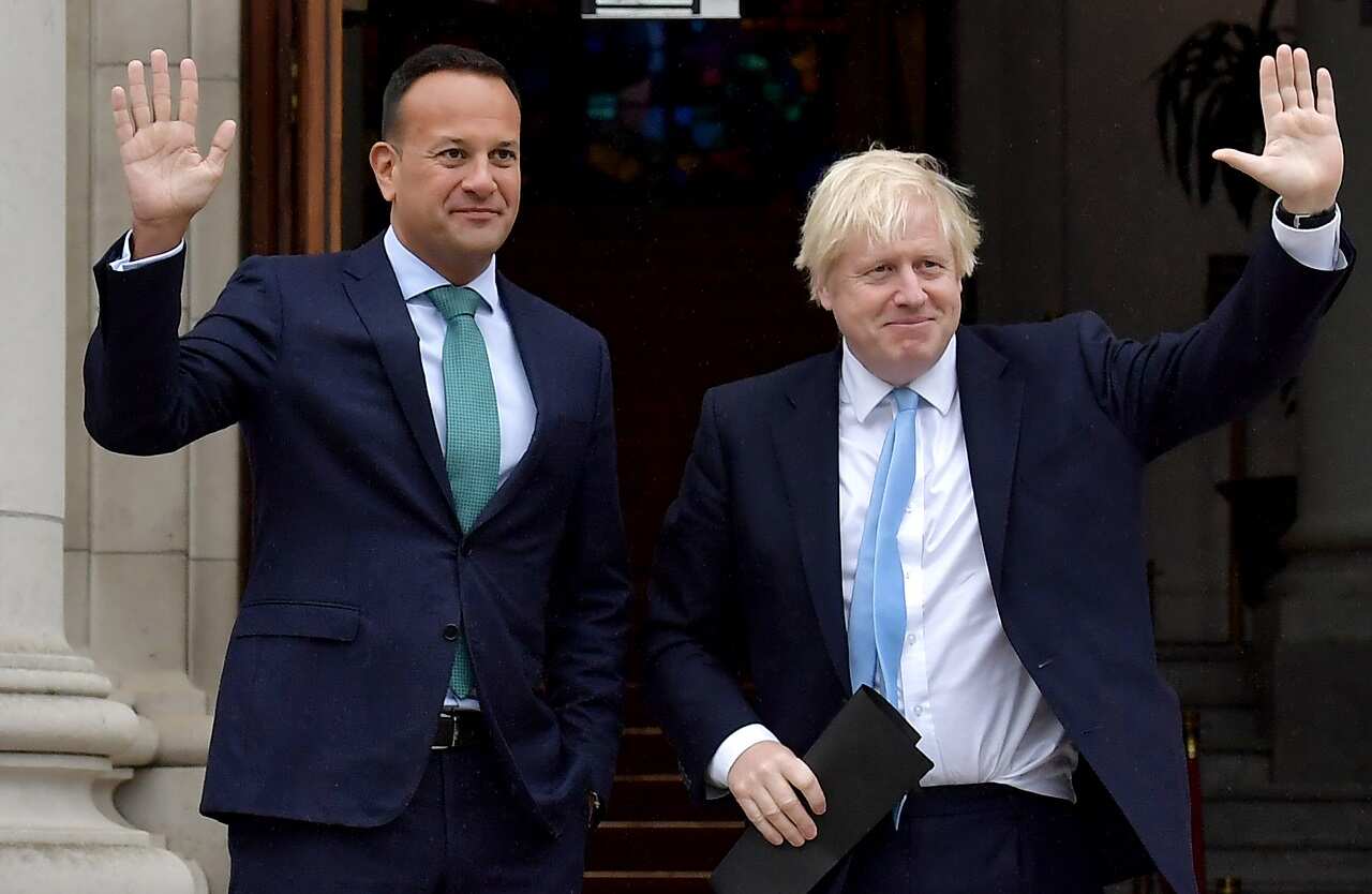 British Prime Minister Boris Johnson meets with Irish Taoiseach Leo Varadkar on Monday.