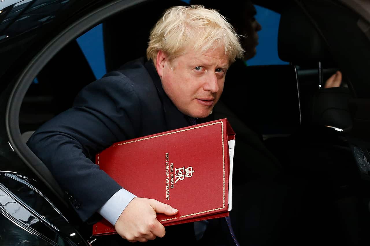 British Prime Minister Boris Johnson arrives for the European Union Summit in Brussels.