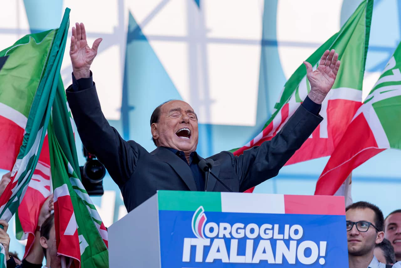 Forza Italia party leader Silvio Berlusconi attends the 'Italian Pride' national demonstration.