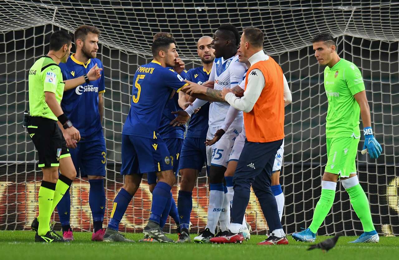 Referee Maurizio Mariani stopped the game and a message was read out over stadium loudspeakers with threats to suspend the match for a longer period.
