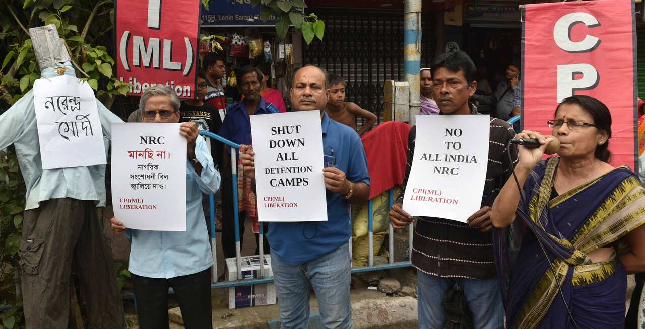 Protests in Kolkata against the use of detention camps in India.